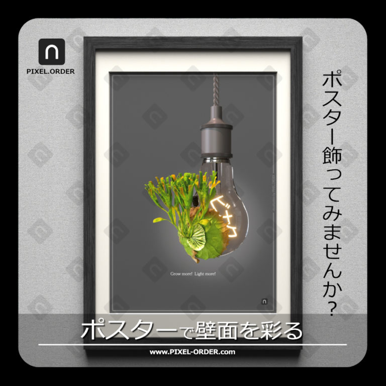 ビカクシダ リドレイ ポスター Grow グレー 植物モチーフ ボタニカル 01 PIXEL.ORDER