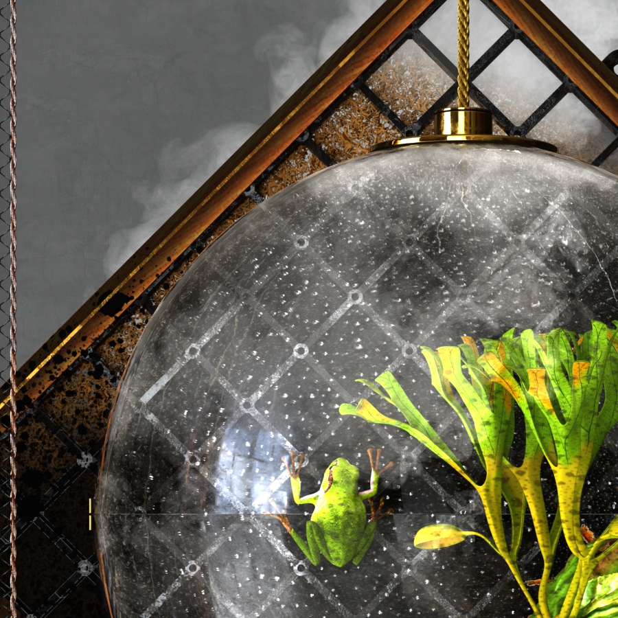 Detail of Platycerium ridleyi poster artwork 'Drop' – ビカクシダ リドレイ ポスター部分拡大 02