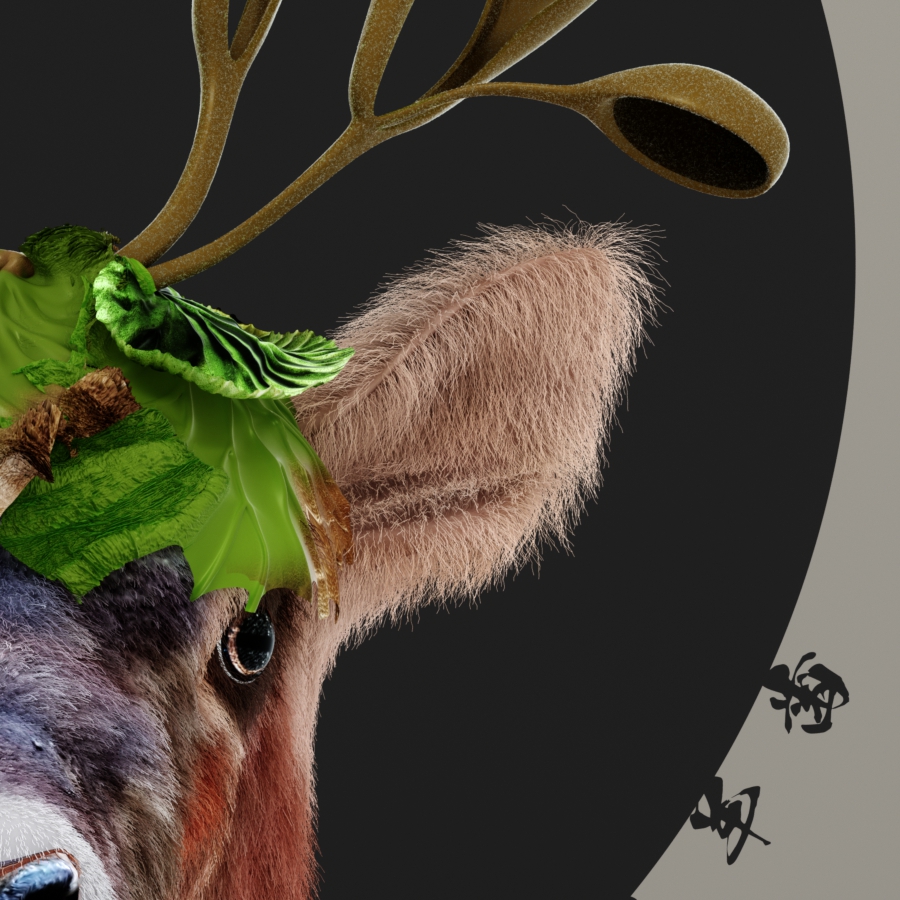 Detail of Platycerium ridleyi poster artwork '麋角羊歯' – ビカクシダ リドレイ ポスター部分拡大 01