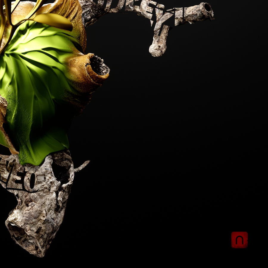 Detail of Platycerium ridleyi poster artwork 'illusion of a junction' – ビカクシダ リドレイ ポスター部分拡大 03