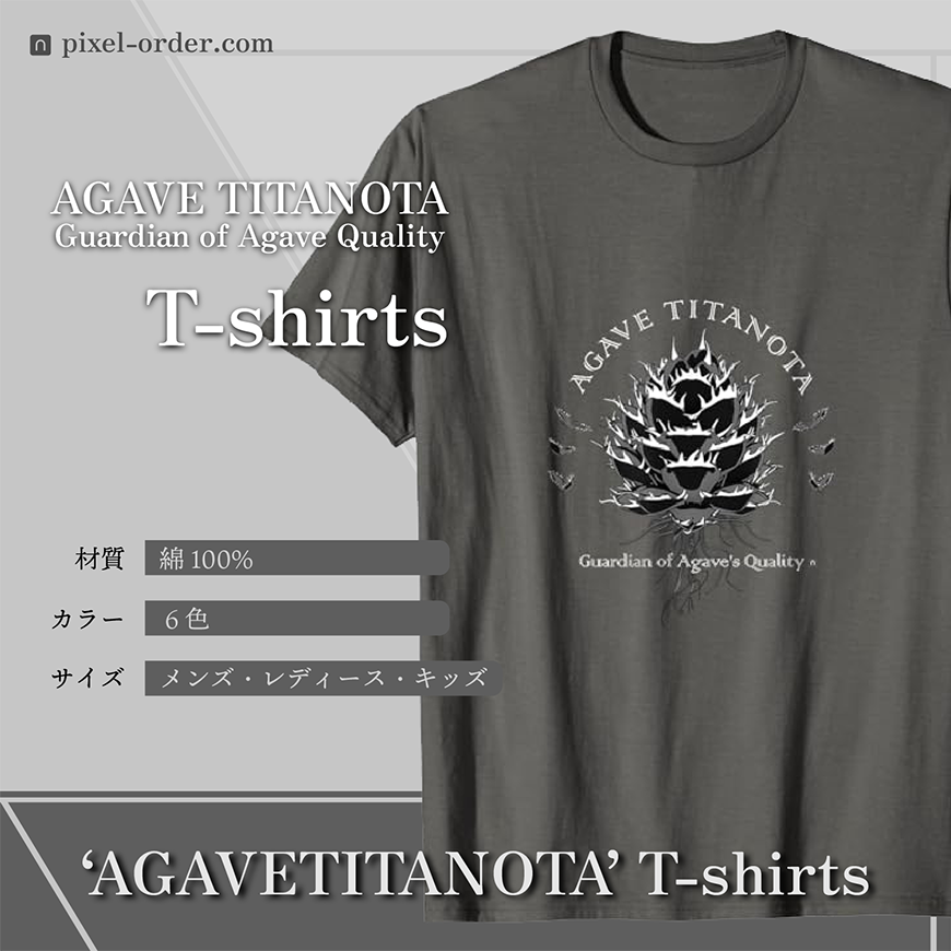 アガベ チタノタ 白鯨 Tシャツ AGAVE_T-shirts_charcoal