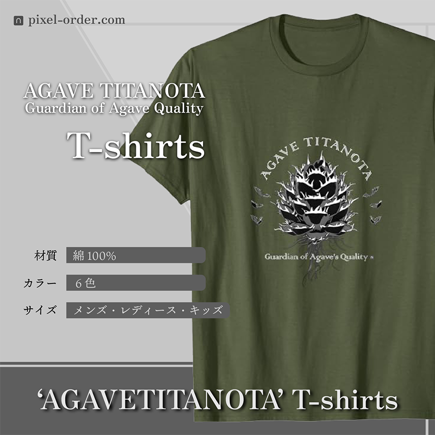 アガベ チタノタ 白鯨 Tシャツ AGAVE_T-shirts_olive